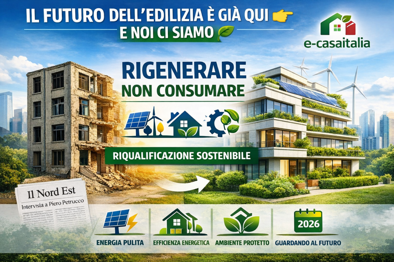 Il futuro dell'edilizia sostenibile in italia: il 2026 oltre il pnrr e verso la rigenerazione urbana - 8 L'Immagine Riporta Degli Edifici Green Con Il Titolo 'Il Futuro Dell'Edilizia È Già Qui'