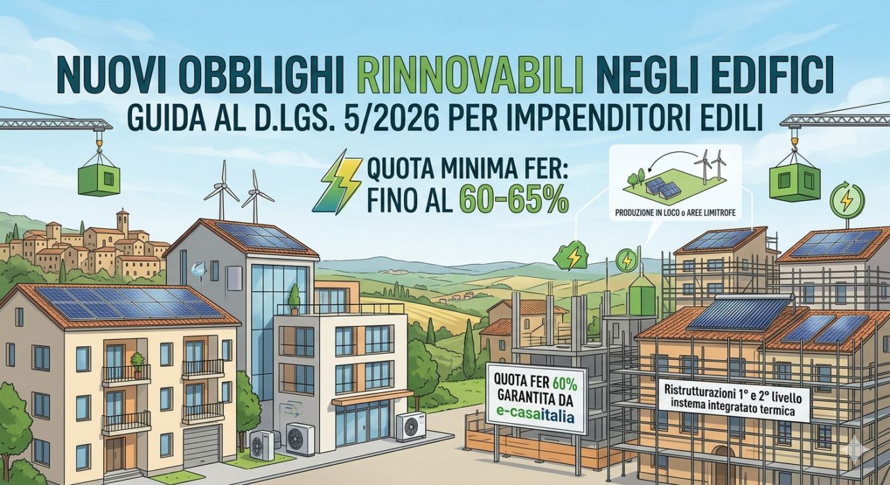 Obblighi rinnovabili edifici 2026: guida al d. Lgs. 5/2026 per le imprese - 5 Illustrazione Tecnica Degli Obblighi Rinnovabili Edifici 2026 Secondo Il D.lgs. 5/2026 Con Soluzioni E-Casaitalia Per Fotovoltaico E Pompe Di Calore