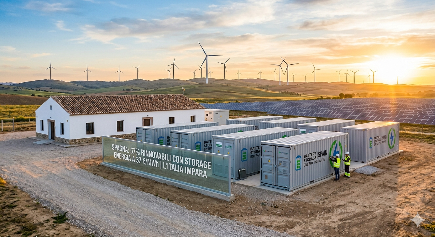Homepage - 173 Impianto Di Rinnovabili E Storage In Spagna Con Batterie Di Accumulo E Parchi Eolici Al Tramonto, Esempio Di Efficienza Energetica Per E-Casaitalia