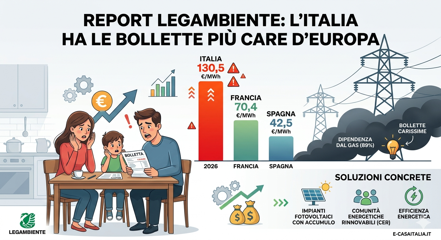 Homepage - 158 Infografica Sui Dati Legambiente 2026 Che Mostra Come L'Italia Abbia Le Bollette Più Care D'Europa Rispetto A Francia E Spagna.
