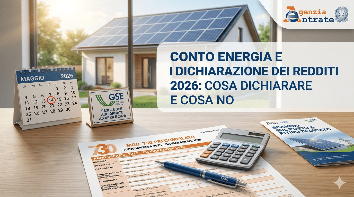 Conto Energia Dichiarazione Dei Redditi 2026 Regole Gse Fotovoltaico