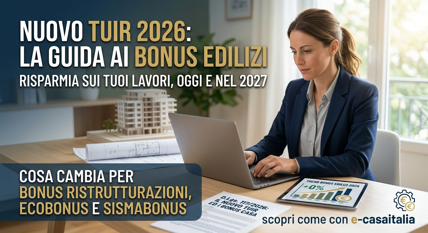 Nuovo Tuir 2026: Professionista Al Computer Che Analizza La Guida A Bonus Ristrutturazioni, Ecobonus E Sismabonus