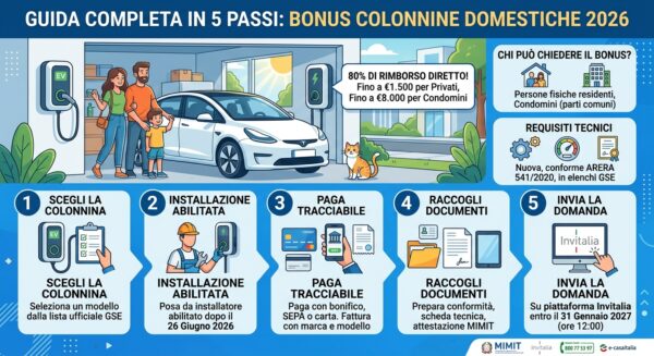 bonus colonnine domestiche 2026 wallbox per ricarica auto elettrica a casa