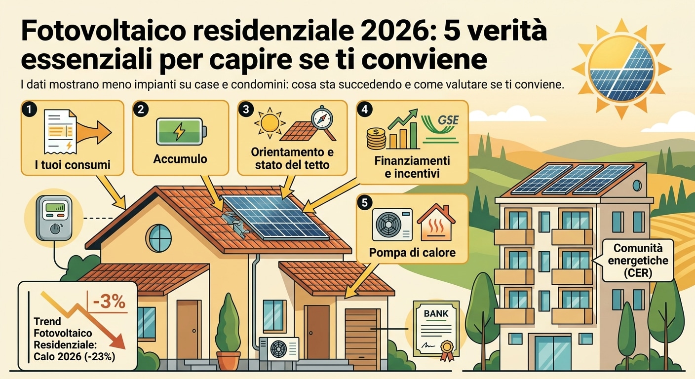Fotovoltaico residenziale installato sul tetto di una casa