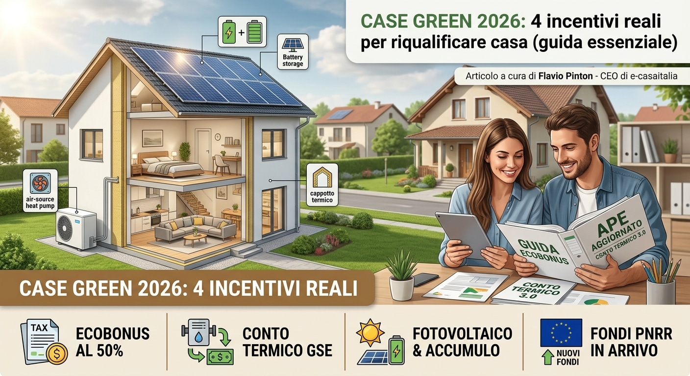 Case green: riqualificazione energetica di un’abitazione con pompa di calore e fotovoltaico – e-casaitalia
