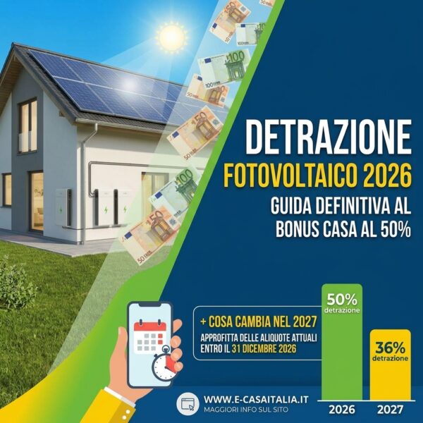 Detrazione fotovoltaico 2026: impianto fotovoltaico con batteria di accumulo su abitazione privata